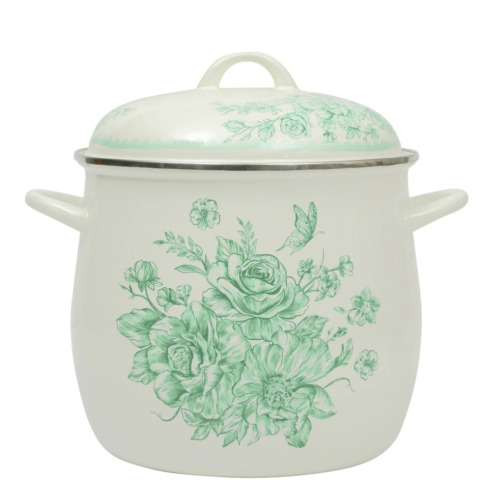 💕 2025 Pioneer Woman Agatha Green Stock Pot Cookware Set with Floral Design